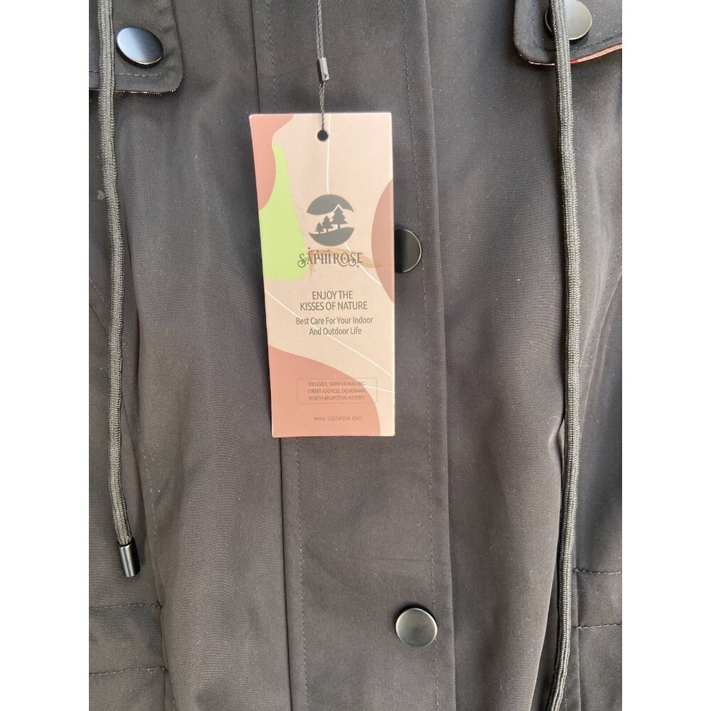 SaphiRose Women's Long Hooded Rain Jacket Outdoor Raincoat Windbreaker Sz S NEW - Picture 6 of 15